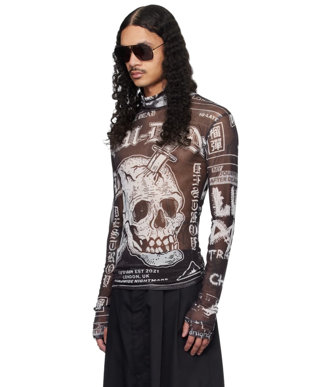 루단 2026 타투 프린팅 마스크 매쉬 롱슬리브 상품이미지3