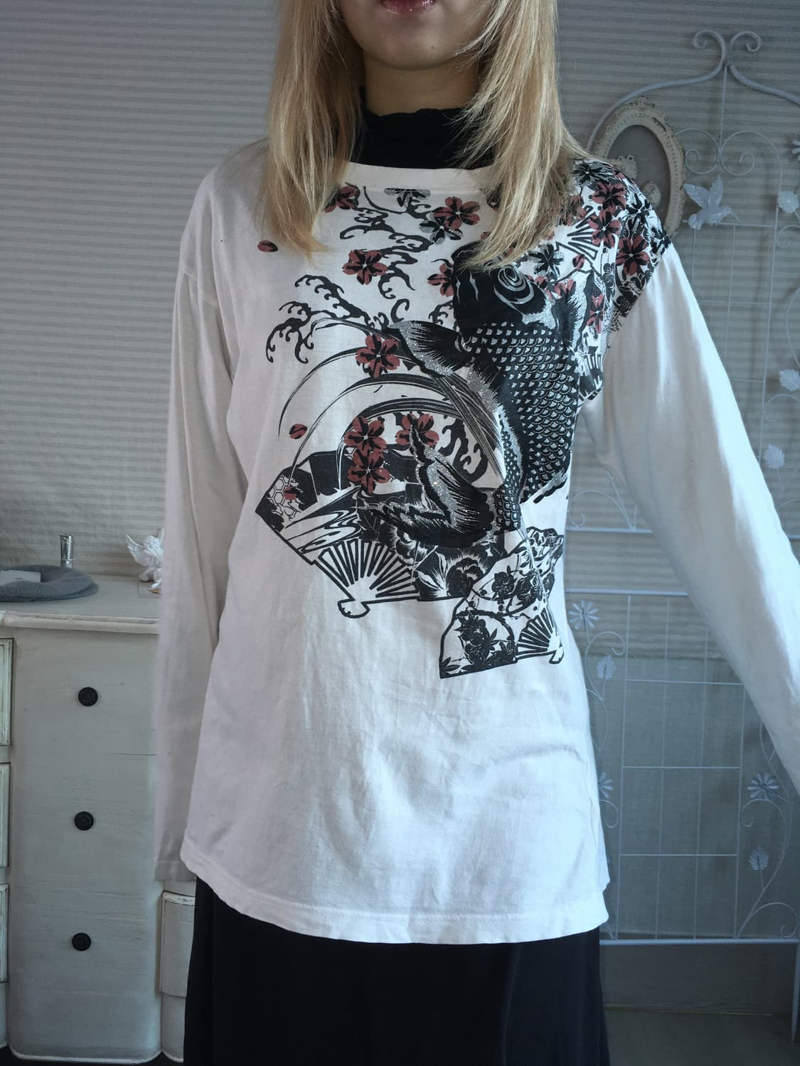 일본빈티지 오리엔탈 프린팅 긴팔 티셔츠 상품이미지7