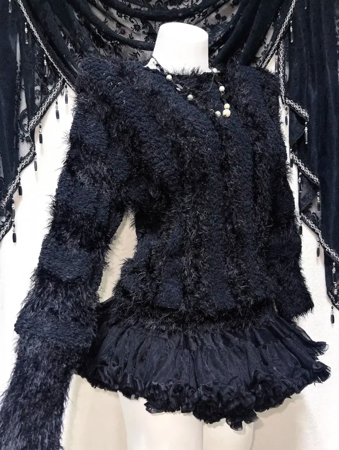 고스 로리 펑크 갸루 블랙 니트 상품이미지1