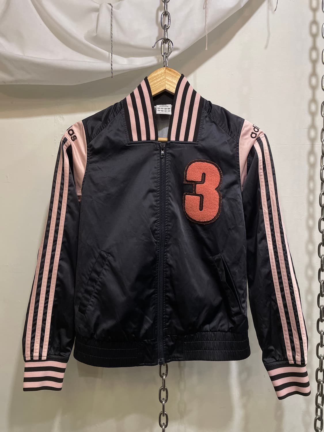 adidas 아디다스 핑크 스트라이프 블랙 자켓 스포티 갸루 상품이미지2