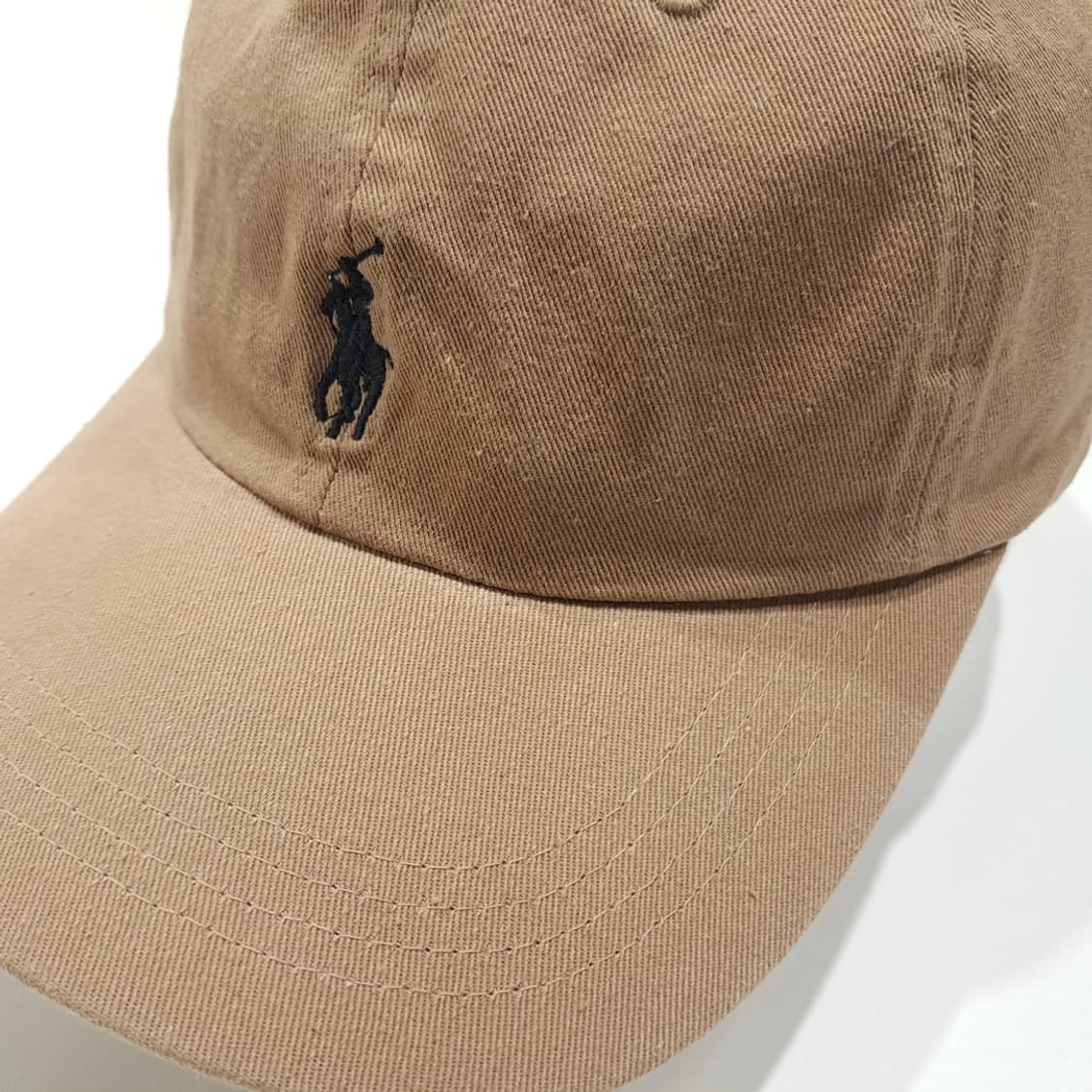 CL457 폴로 코튼 가죽스트랩 포니자수 베이지 볼캡 모자 상품이미지1