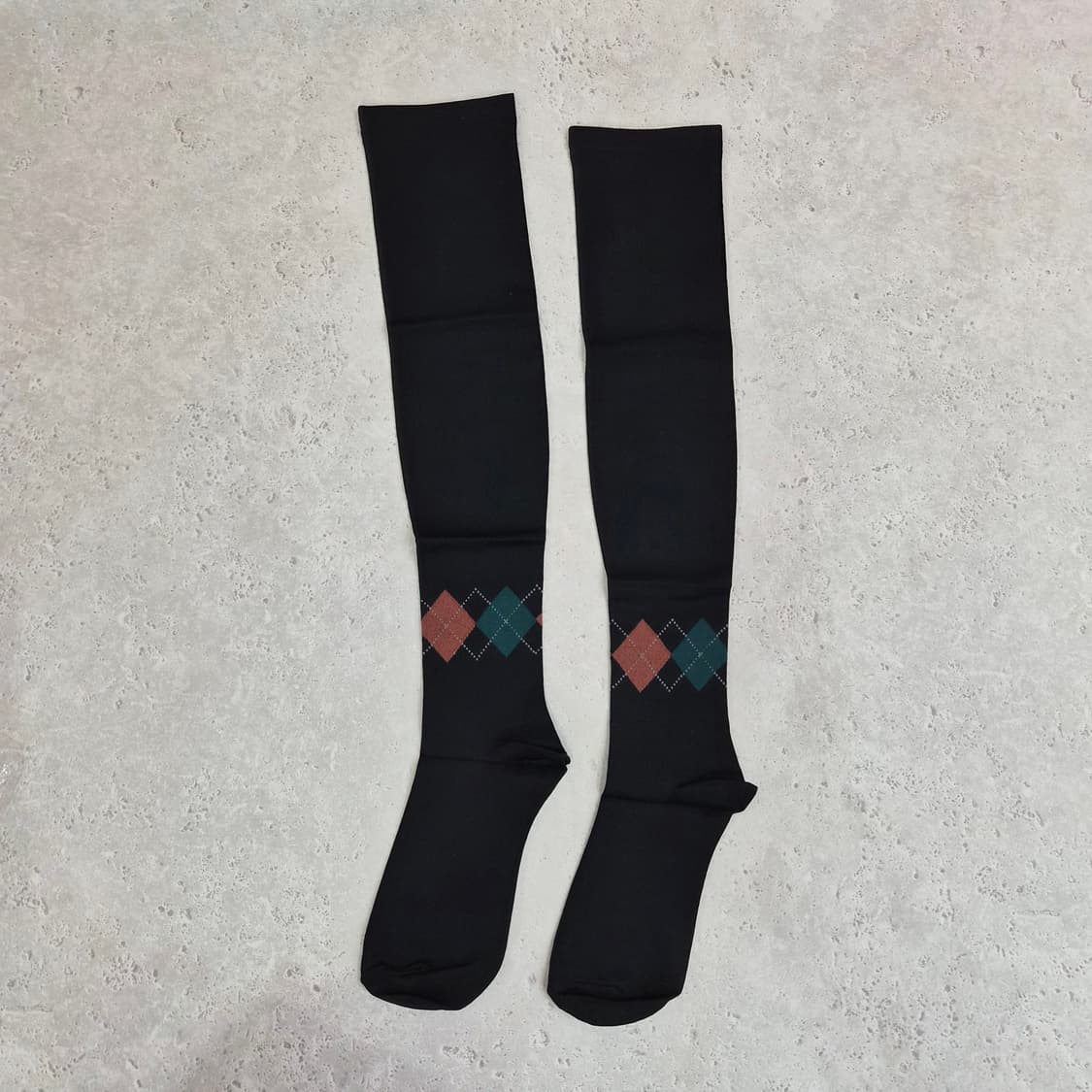 아가일 체크 압박 하이삭스형 스타킹 상품이미지1