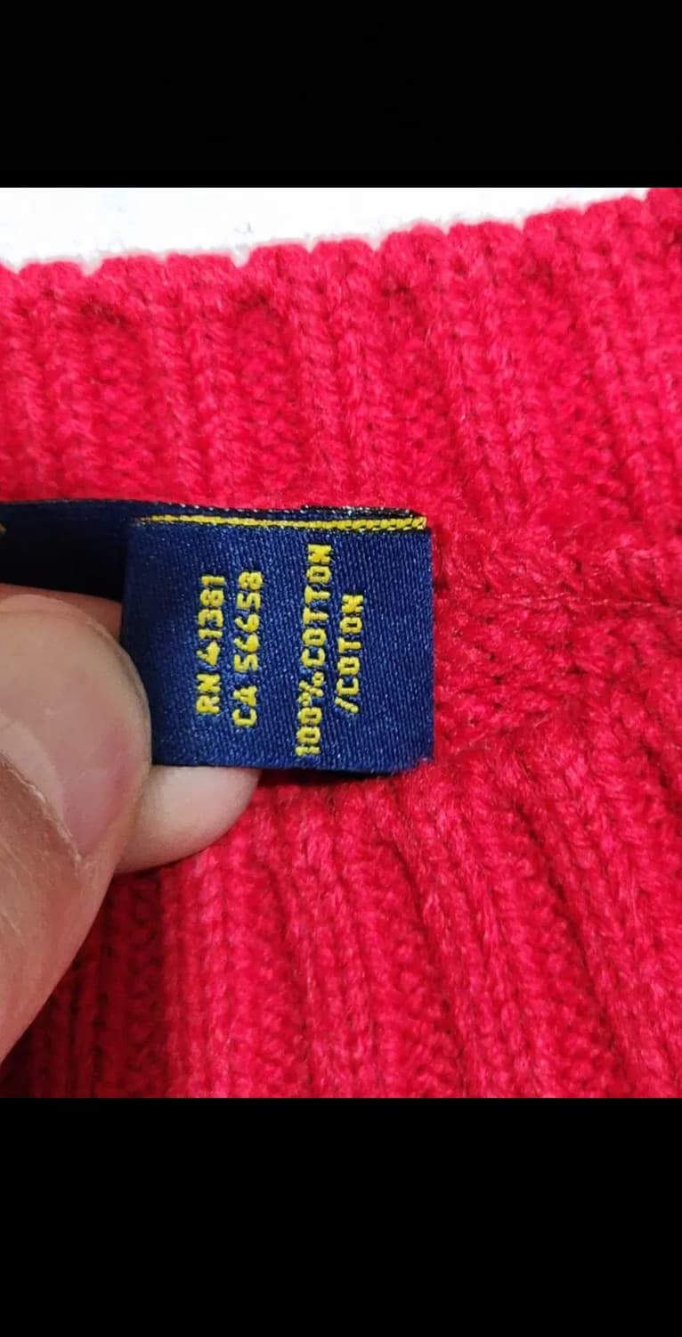 (M) 랄프로렌 폴로 케이블 니트 빨강 꽈배기 스웨터 라운드  상품이미지5