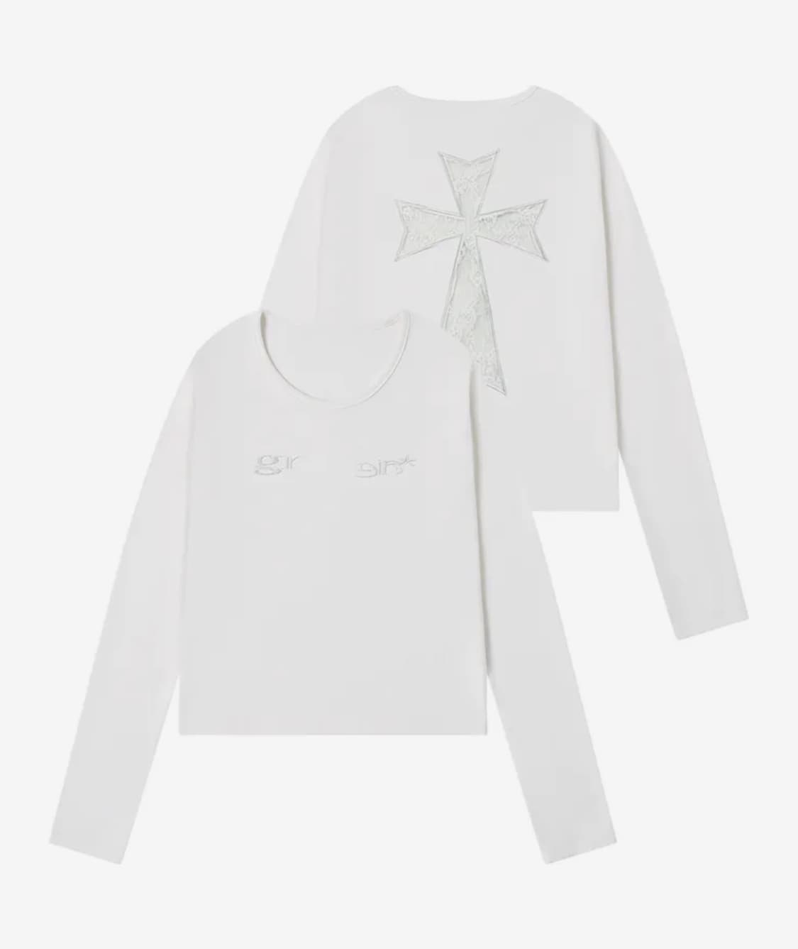 그레이버 [UNISEX]LACE BACK CROSS U넥 롱슬리브_ WH 상품이미지2