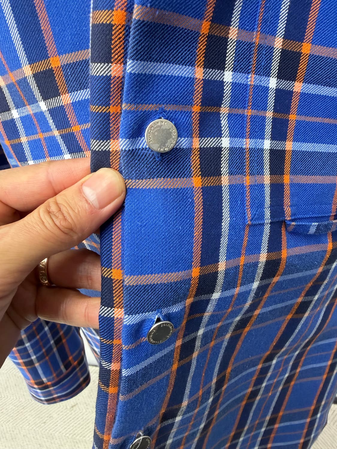 정품) 솔리드옴므 블루 체크 셔츠 46 상품이미지4
