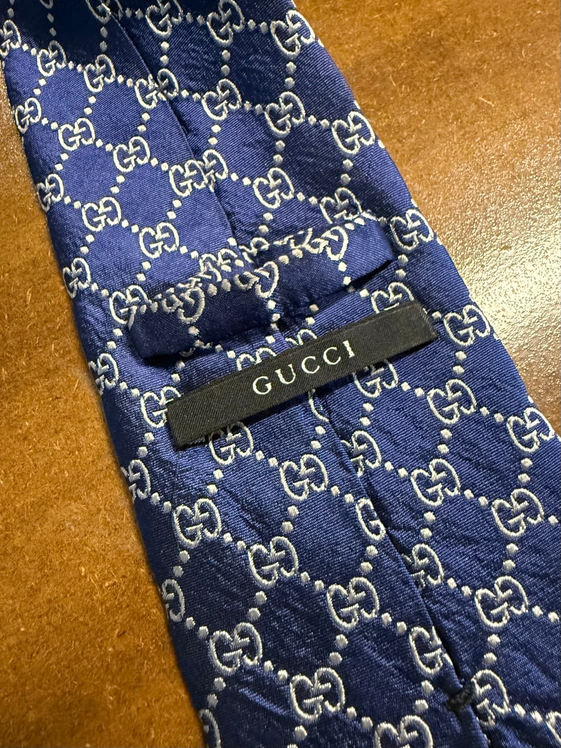 구찌 GUCCI GG 시마 패턴 실크 넥타이 블루 상품이미지3