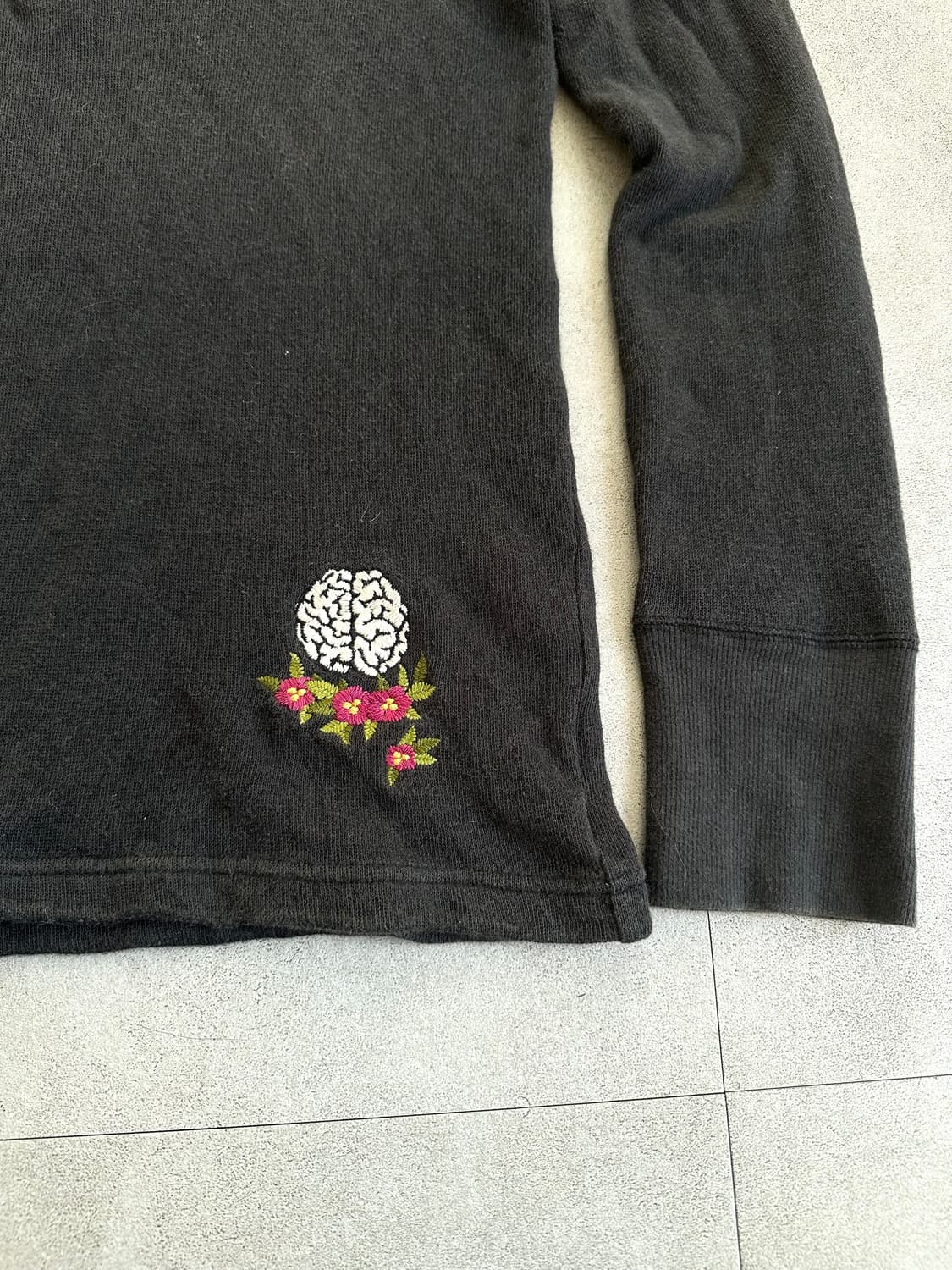 다이어트 부처 슬림 스킨 레더패치 딥브이넥 롱슬리브 상품이미지3