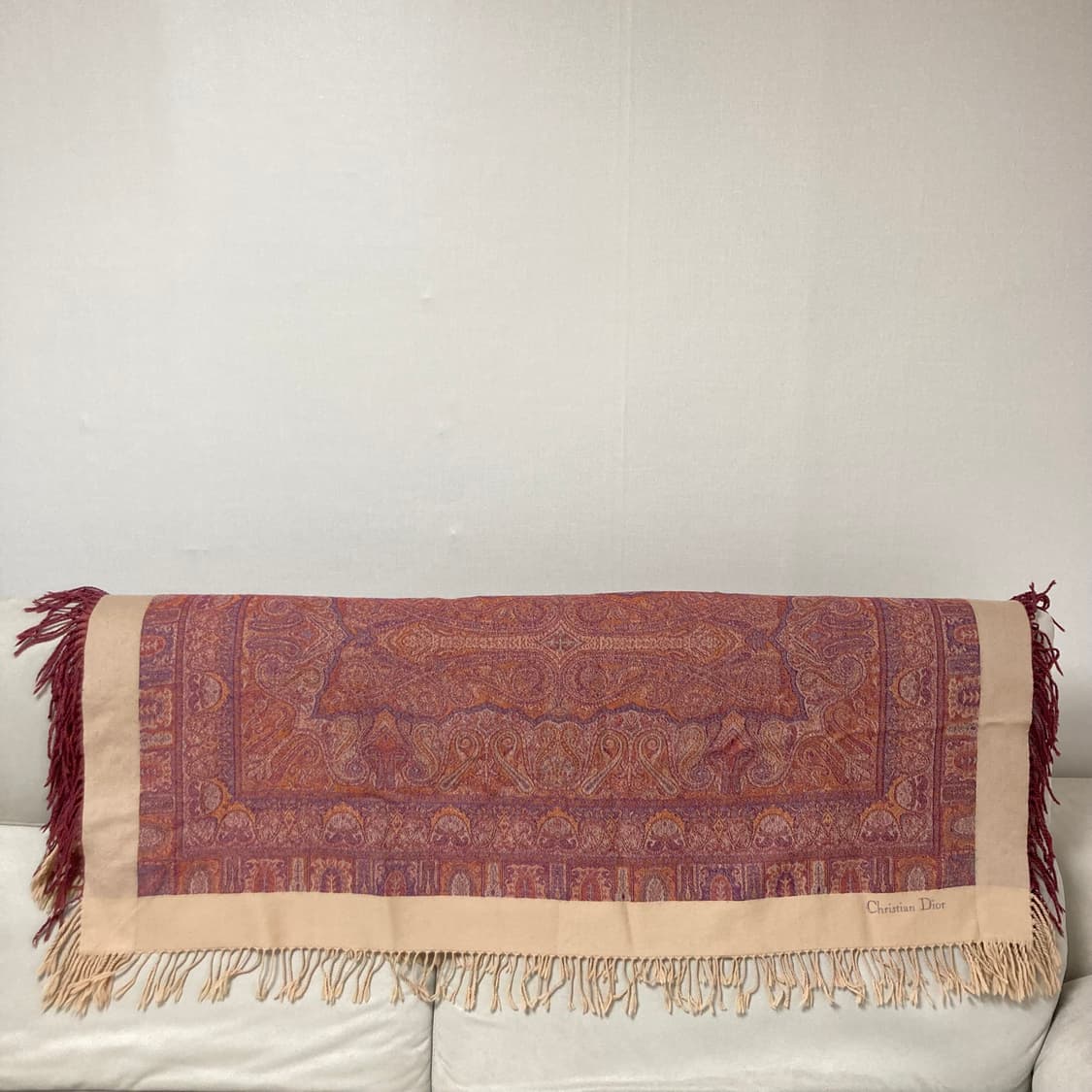 거의새것) 정품 크리스찬 디올 페이즐리 패턴 숄 겸 무릎담요 상품이미지2