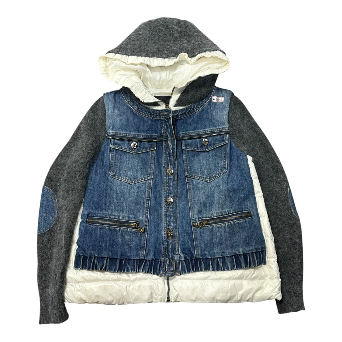 ✨ (바배) 필립플레인 해골 지퍼 버튼 청 니트 패딩  상품이미지1