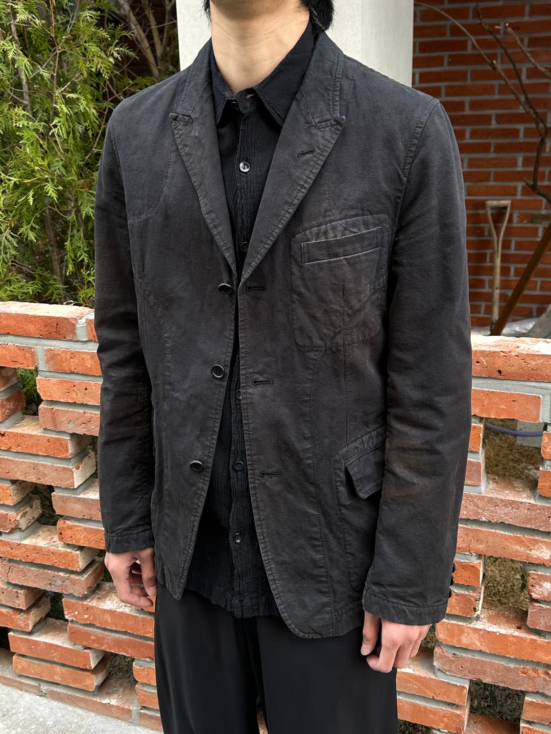 00's 꼼데가르송 옴므 하드페이딩 워크 자켓 꼼데 블레이저 상품이미지10