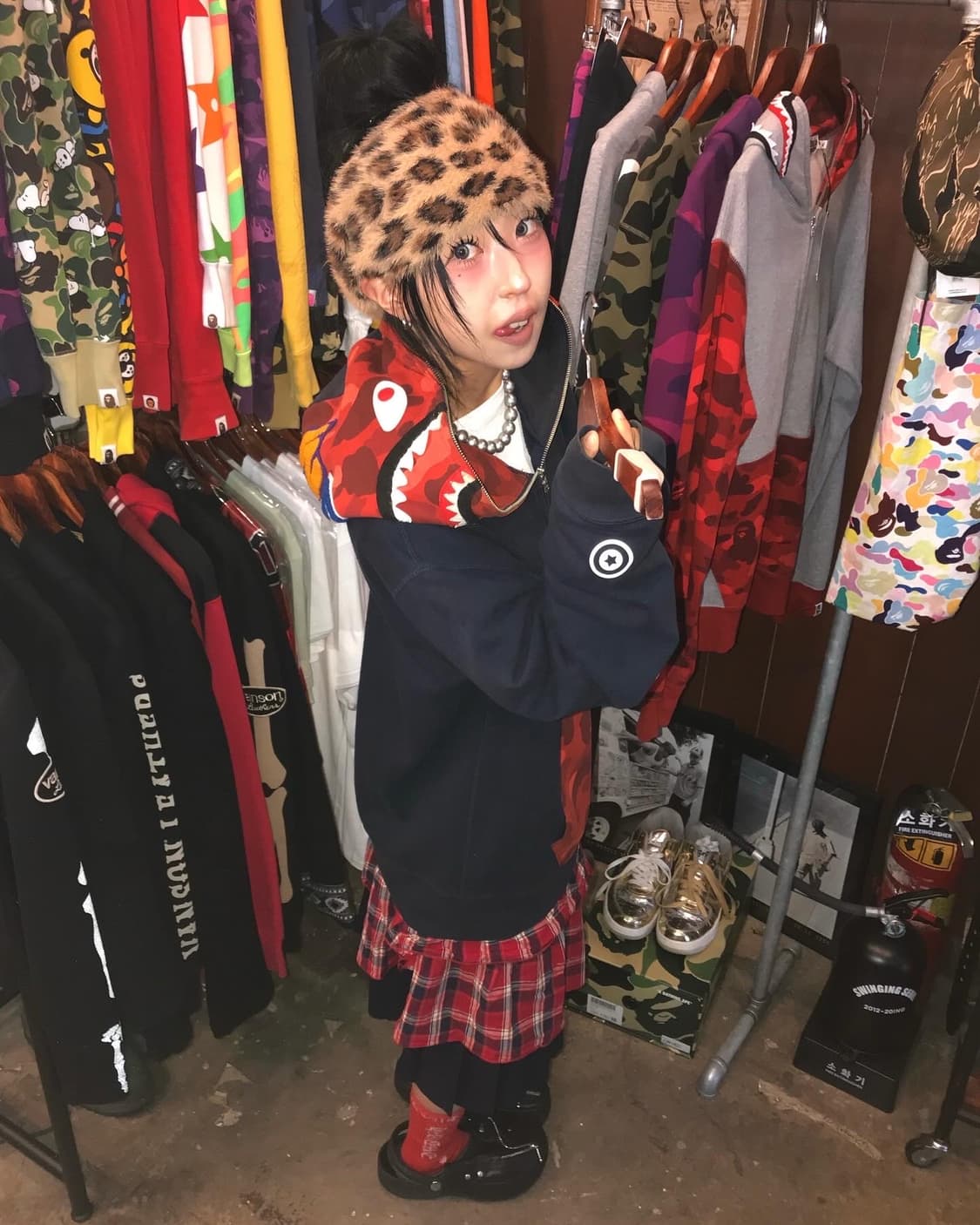 Bape Red Camouflage Shark Hood Zip-Up  상품이미지1