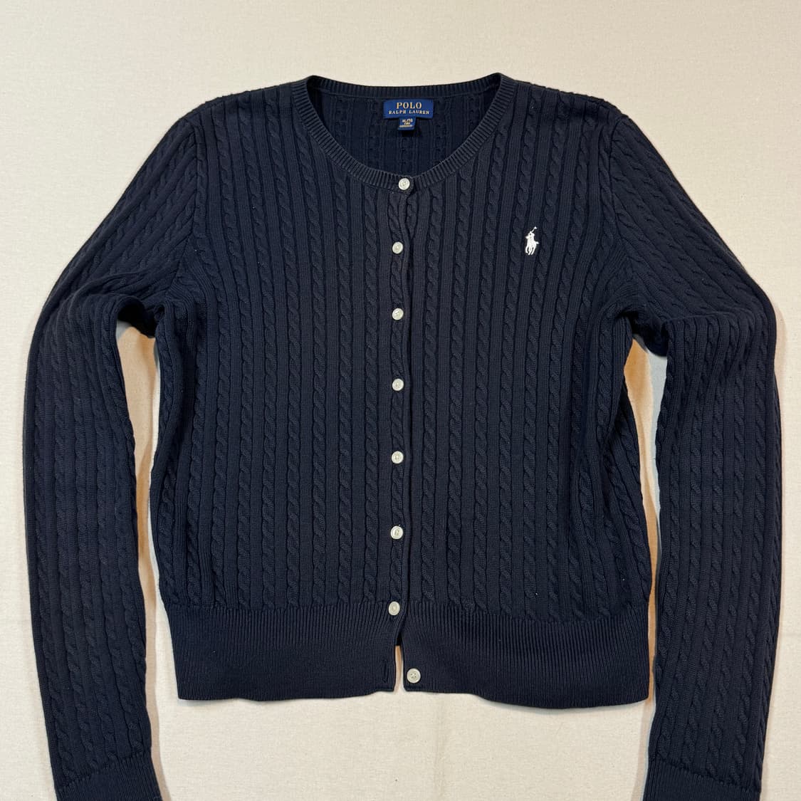 XS) 폴로 랄프로렌 코튼 케이블 꽈배기 가디건 네이비 보이즈 상품이미지2