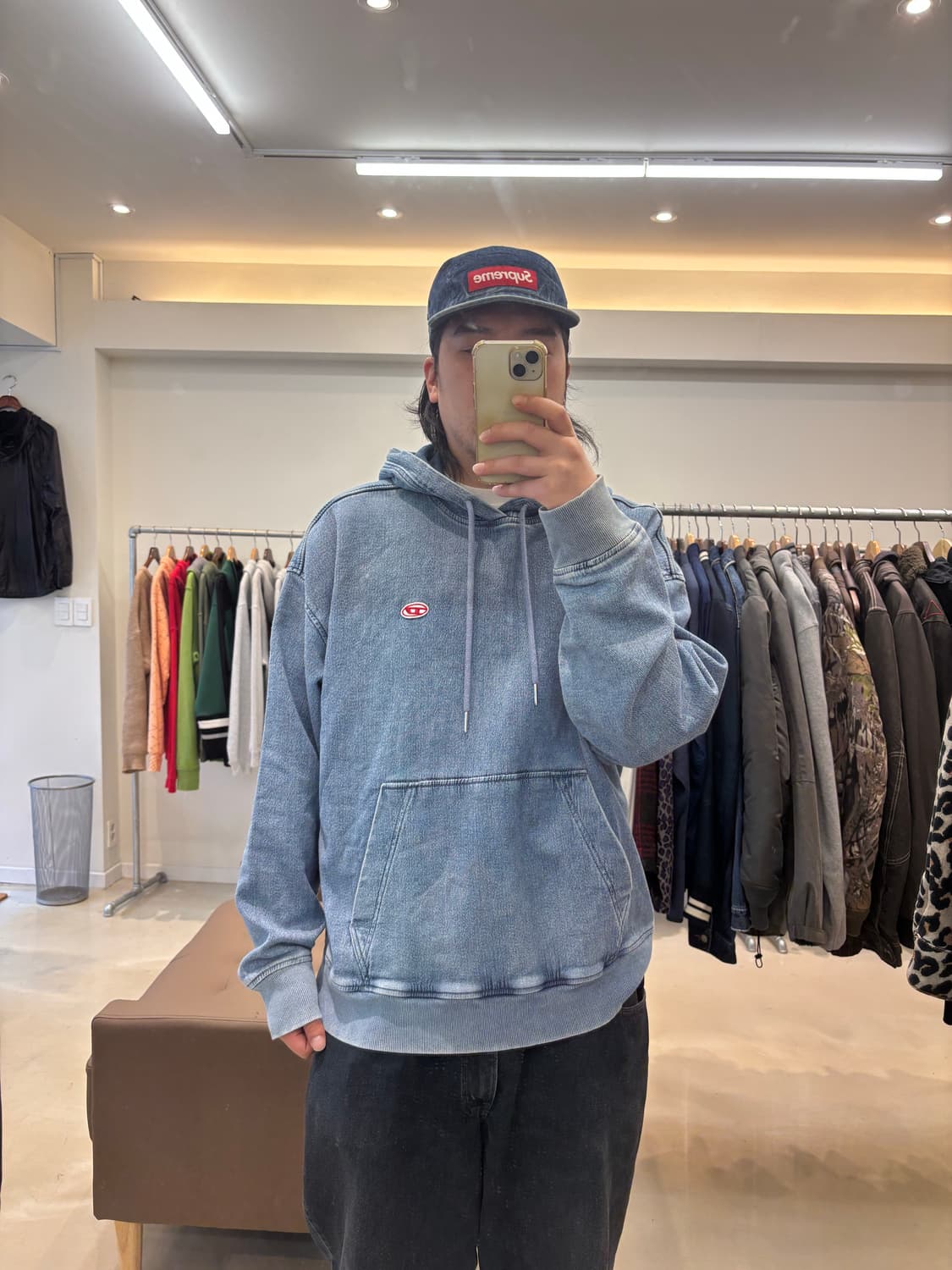 디젤 D-Um-Rib 트랙 데님 후드 라이트블루 상품이미지3
