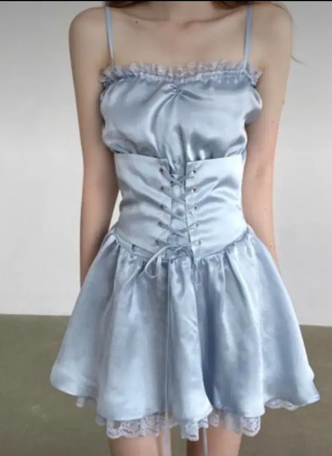 CHERRYQUIRI 코르셋 새틴 원피스 스카이블루 상품이미지1