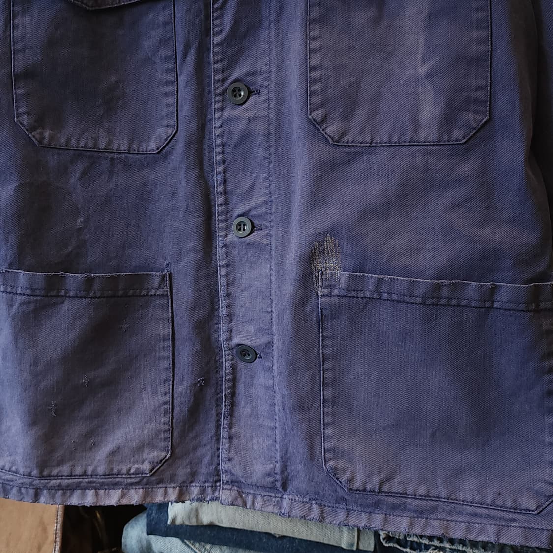 60s 프렌치 워크자켓 프렌치자켓 페이딩 블루 데미지 사파리 자켓 48 상품이미지7