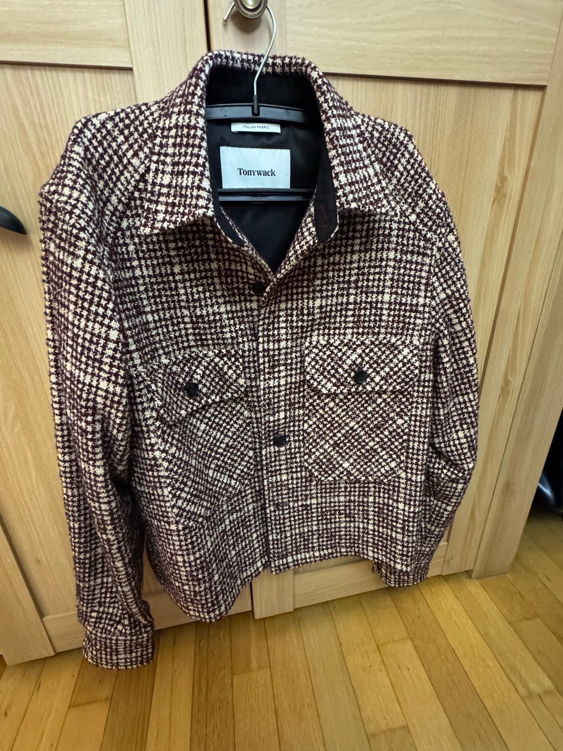 토니웩 울 트위드 자켓(버건디/에크루) 상품이미지2