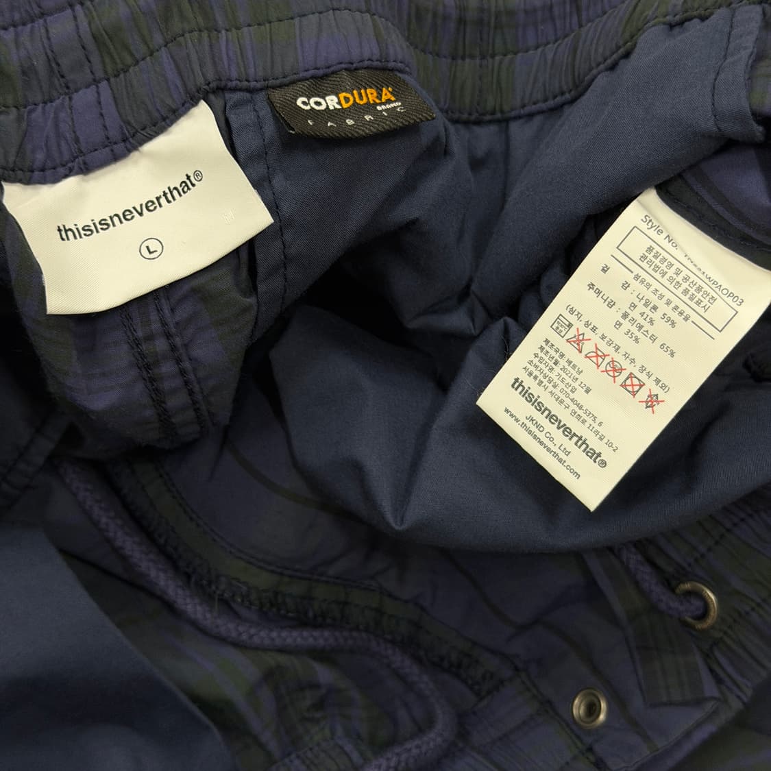 디스이즈네버댓 코듀라 체크 팬츠 바지 네이비 L 상품이미지6