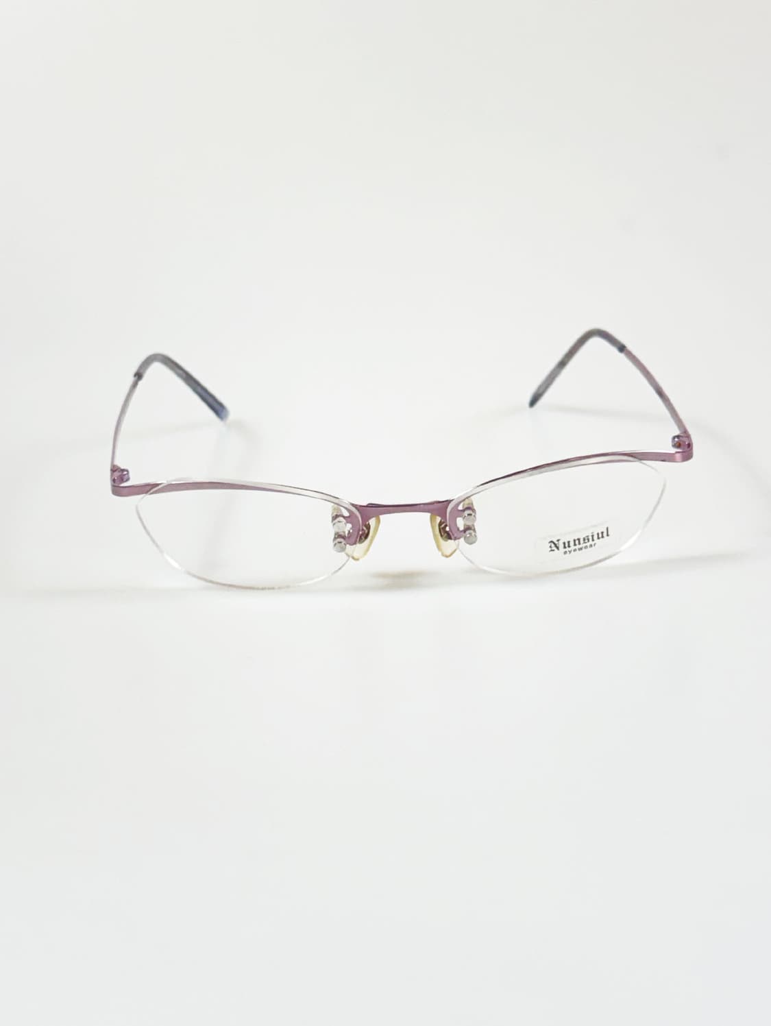 NUNSIUL 무테 오벌 와인 퍼플 메탈 프레임 빈티지 안경 상품이미지1
