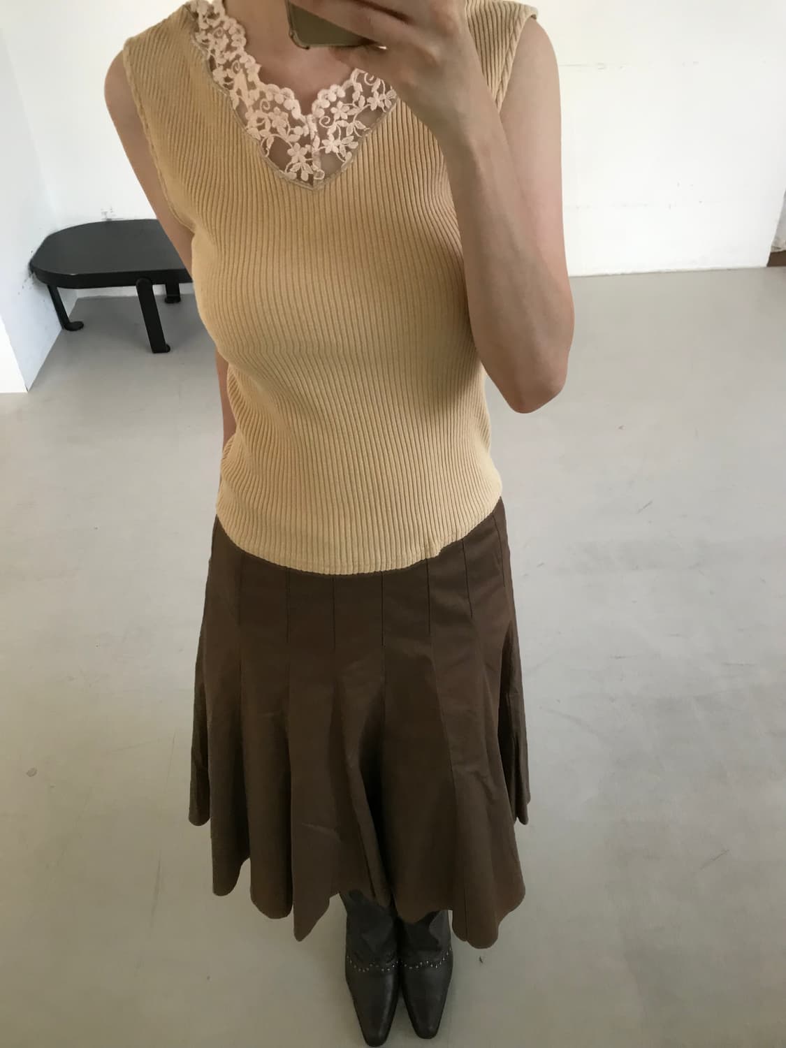 vintage beige lace sleeveless 상품이미지2