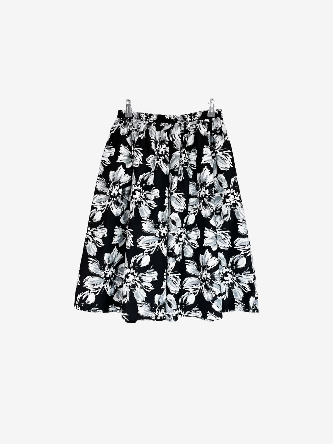 Flower Pleats Midi Skirt - Black 상품이미지7