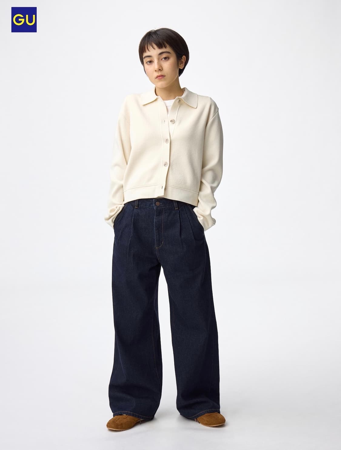 Uniqlo GU 데님 플리츠 트라우저 상품이미지1