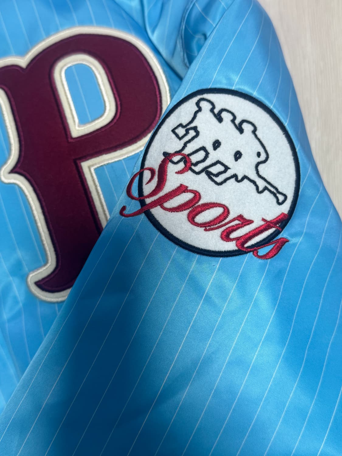 피엔지저널 png  journal 바시티 자켓 스카이 블루 / os 상품이미지5