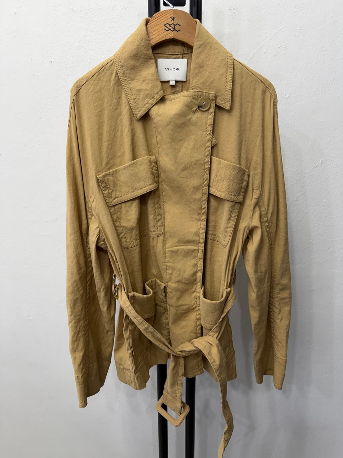 정품) VINCE 빈스 카키색 벨트 자켓 S  상품이미지1