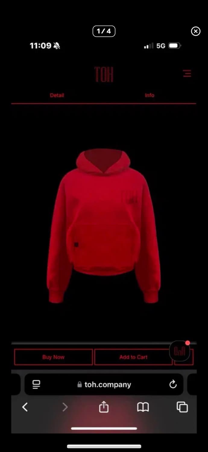 Toh 크롭후드티 레드 상품이미지1