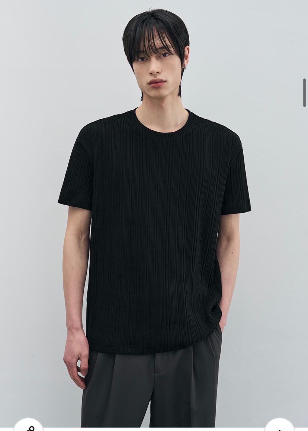 (M)드로우핏 만재 콜라보 리브드 라운드 하프 티셔츠 BLACK 반팔 상품이미지8