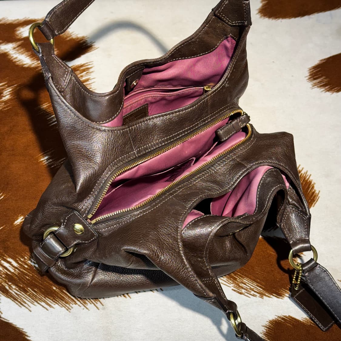 코치 레더 호보백 숄더백 브라운 (OS) y2k 상품이미지6