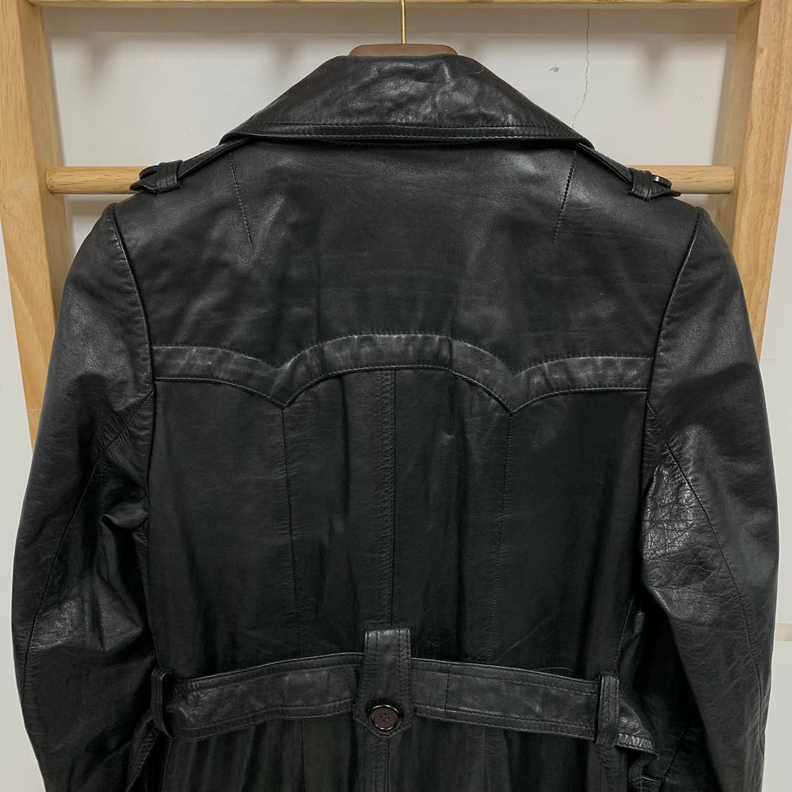 빈티지 리얼 레더 트렌치 코트 상품이미지7