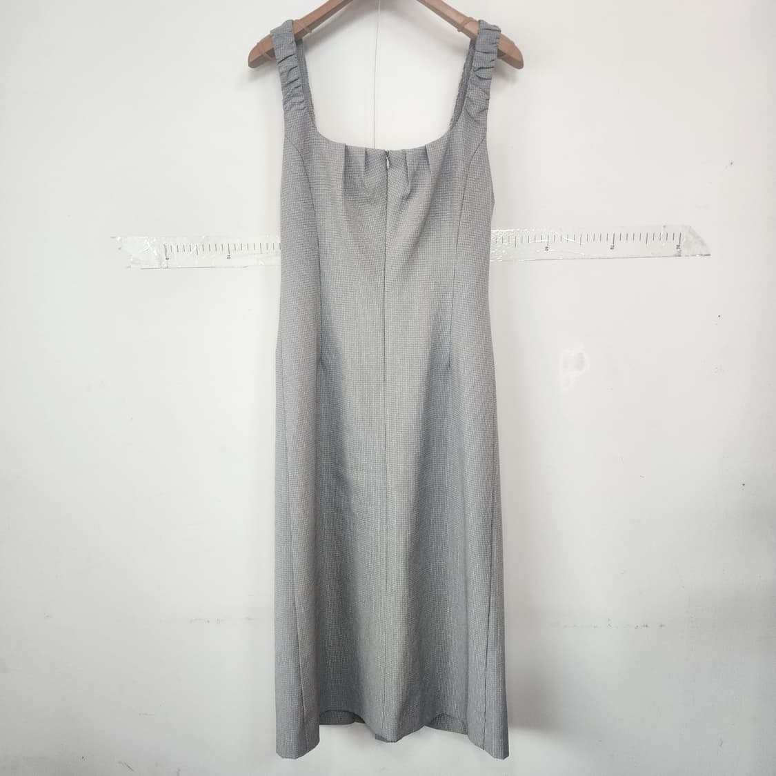 플라스틱아일랜드 회색 체크 롱 원피스 상품이미지8