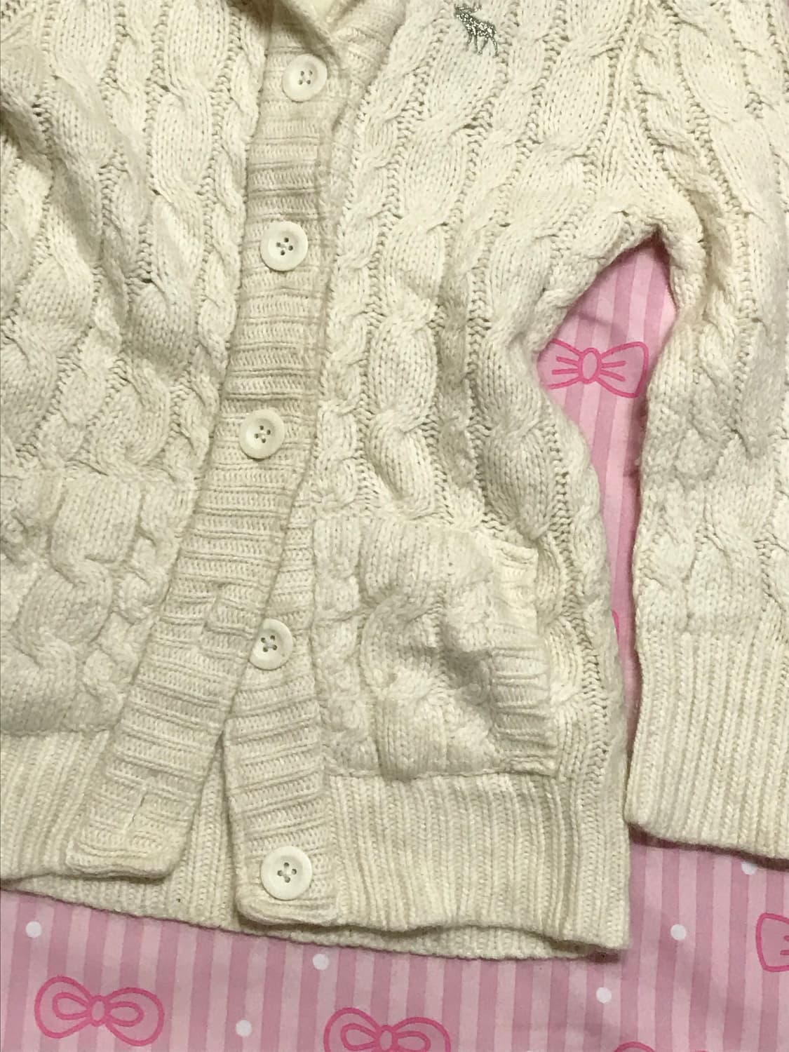 아베크롬비 아이보리 바닐라 케이블 니트 후드 자켓 상품이미지3