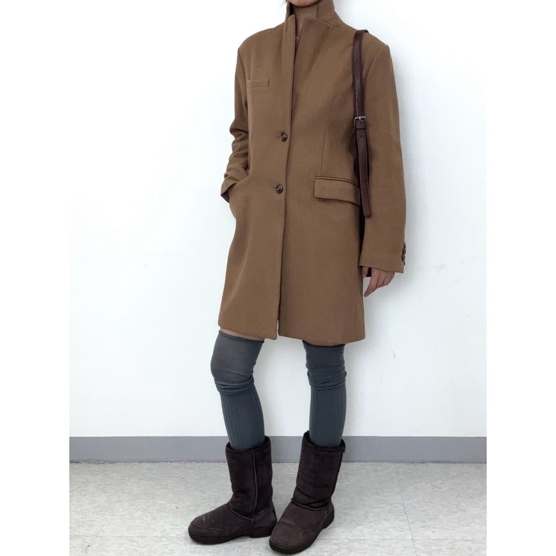 빈티지 브라운 울 코트 상품이미지2
