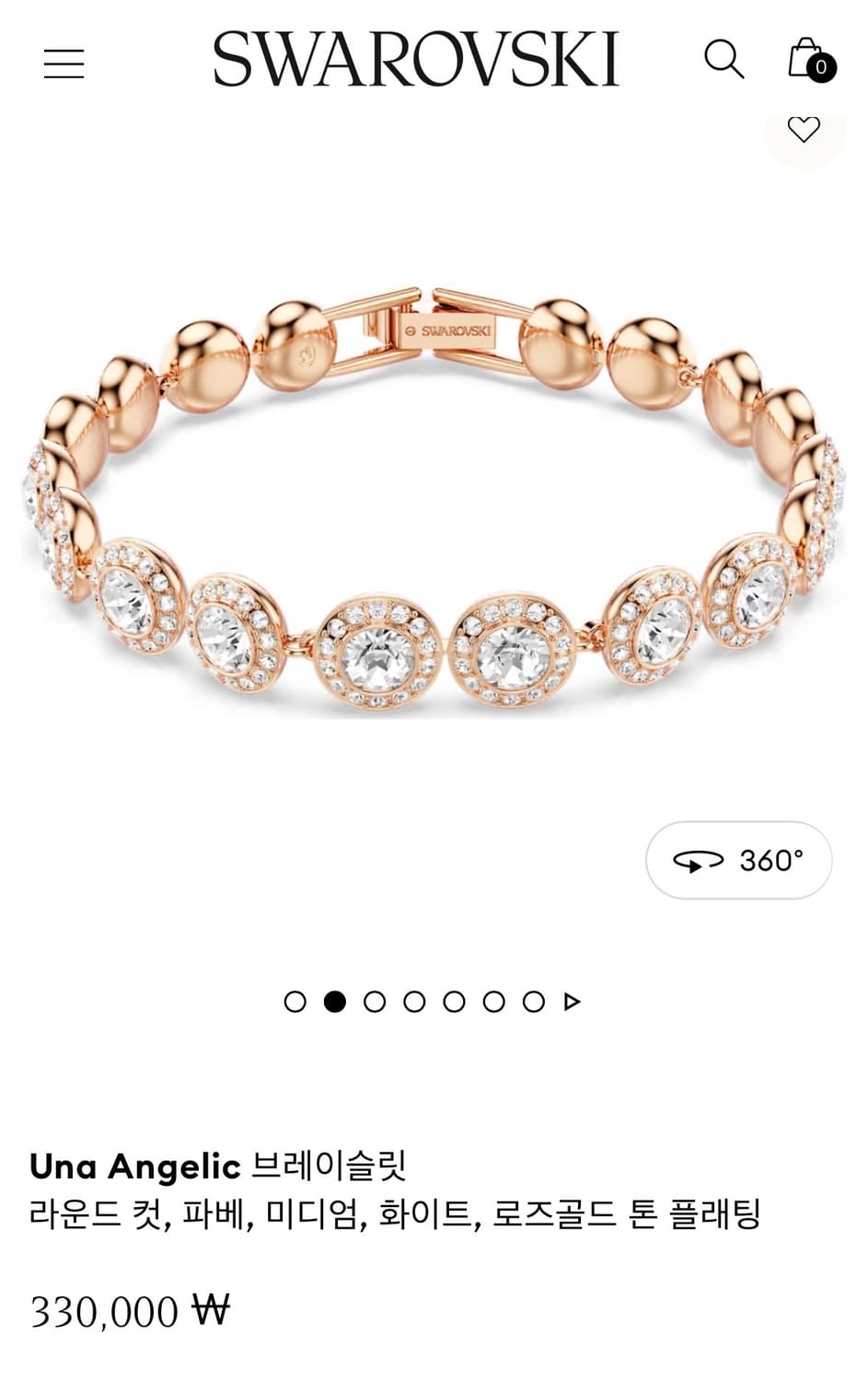 스와로브스키 엔젤릭 브레이슬릿 팔찌 (로즈골드) 상품이미지1