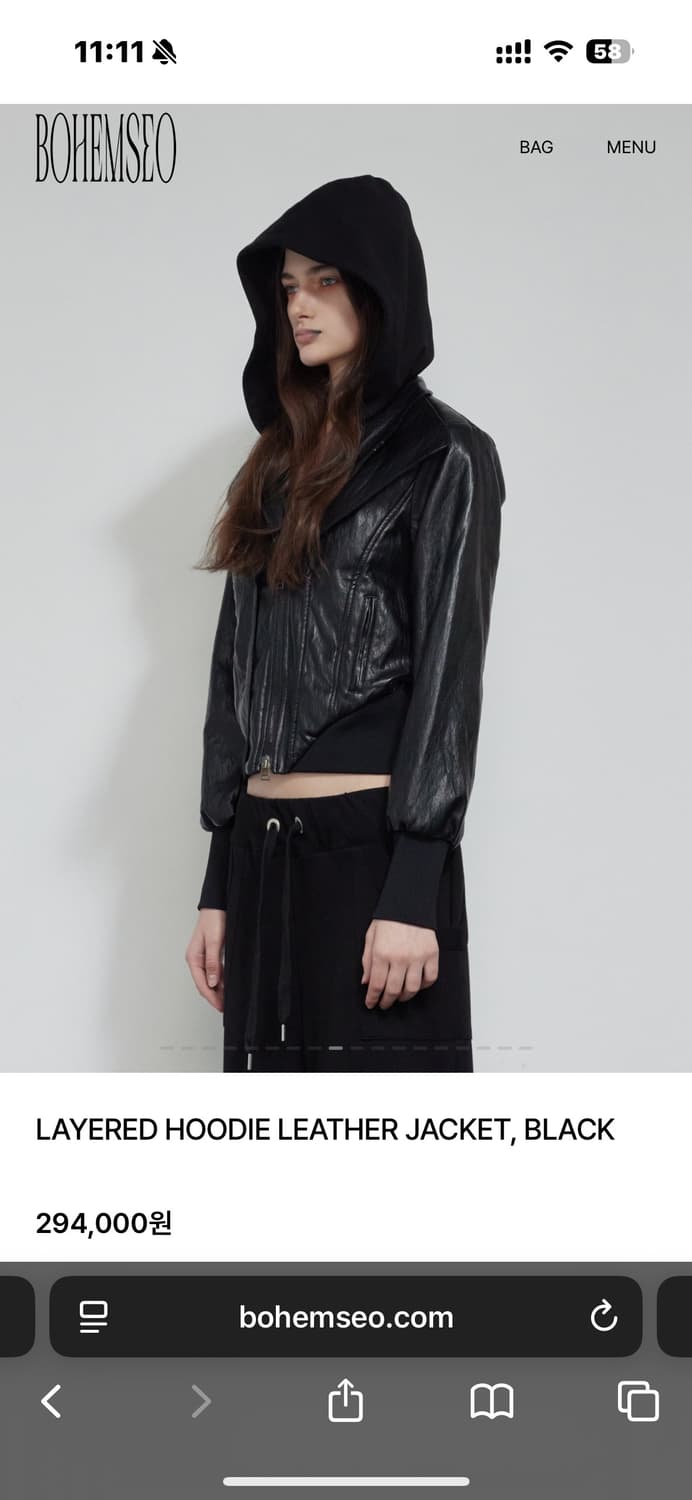 보헴서 LAYERED HOODIE LEATHER JACKET 레더자켓  상품이미지3