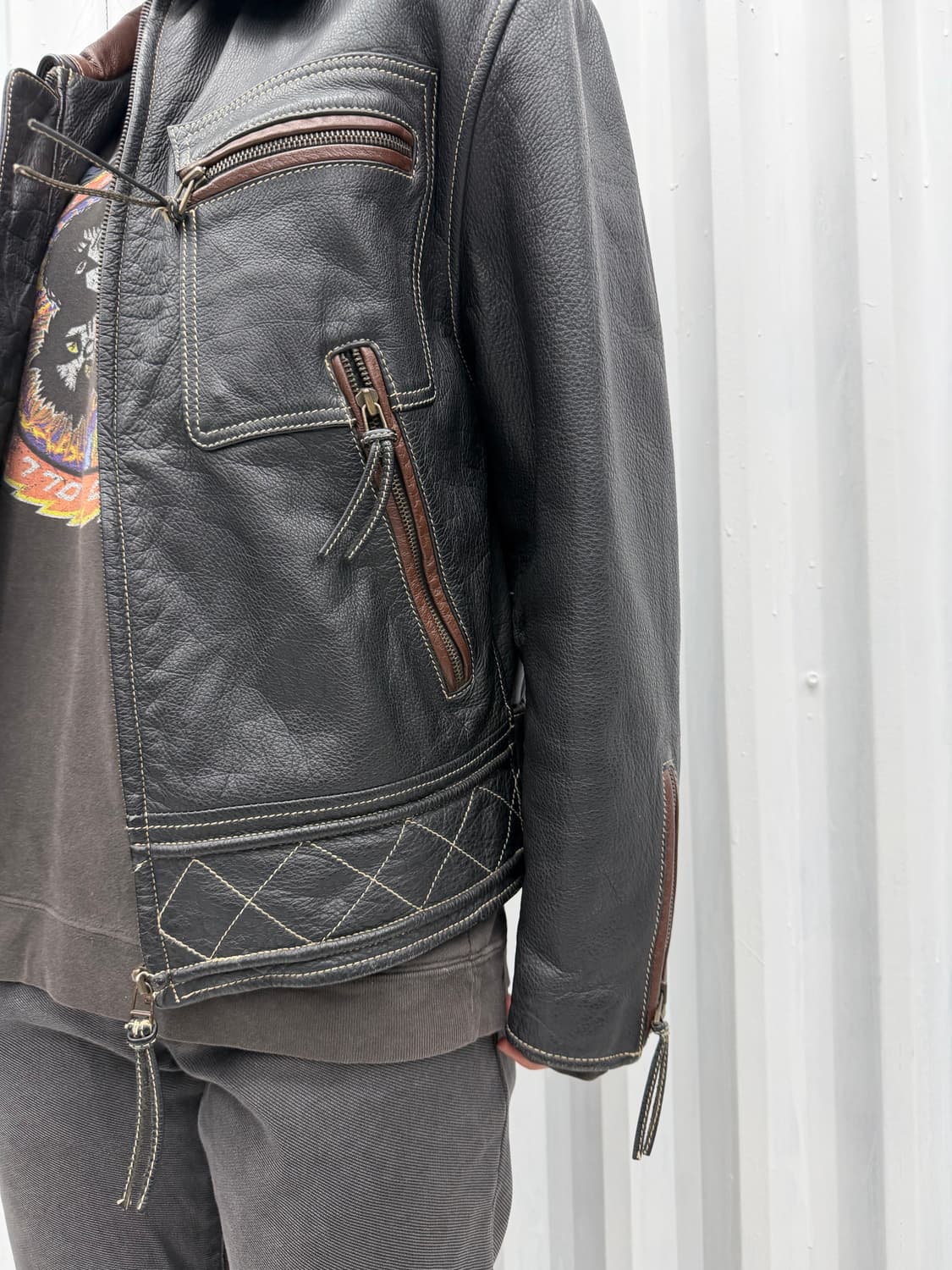 90s Intercrew cowhide biker jacket 상품이미지2