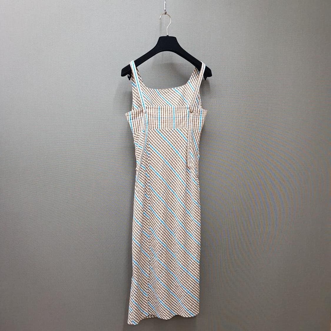 한섬 타임 2022 체크 패턴 슬리브리스 롱 원피스 82-94-160 상품이미지5