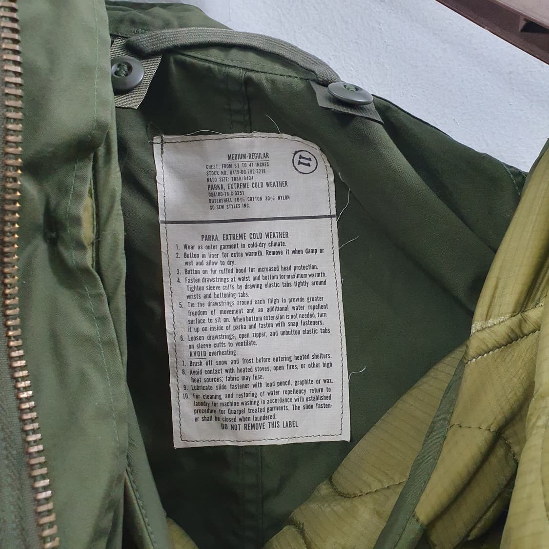 11(추2XL) 미군 남성 M65 피쉬테일og 개파카 오리지널 야상 점퍼 상품이미지4