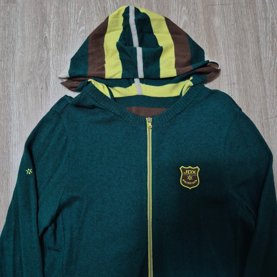 JDX 여성 골프웨어 자수 로고 와펜 후드 니트집업 L(100) 상품이미지2