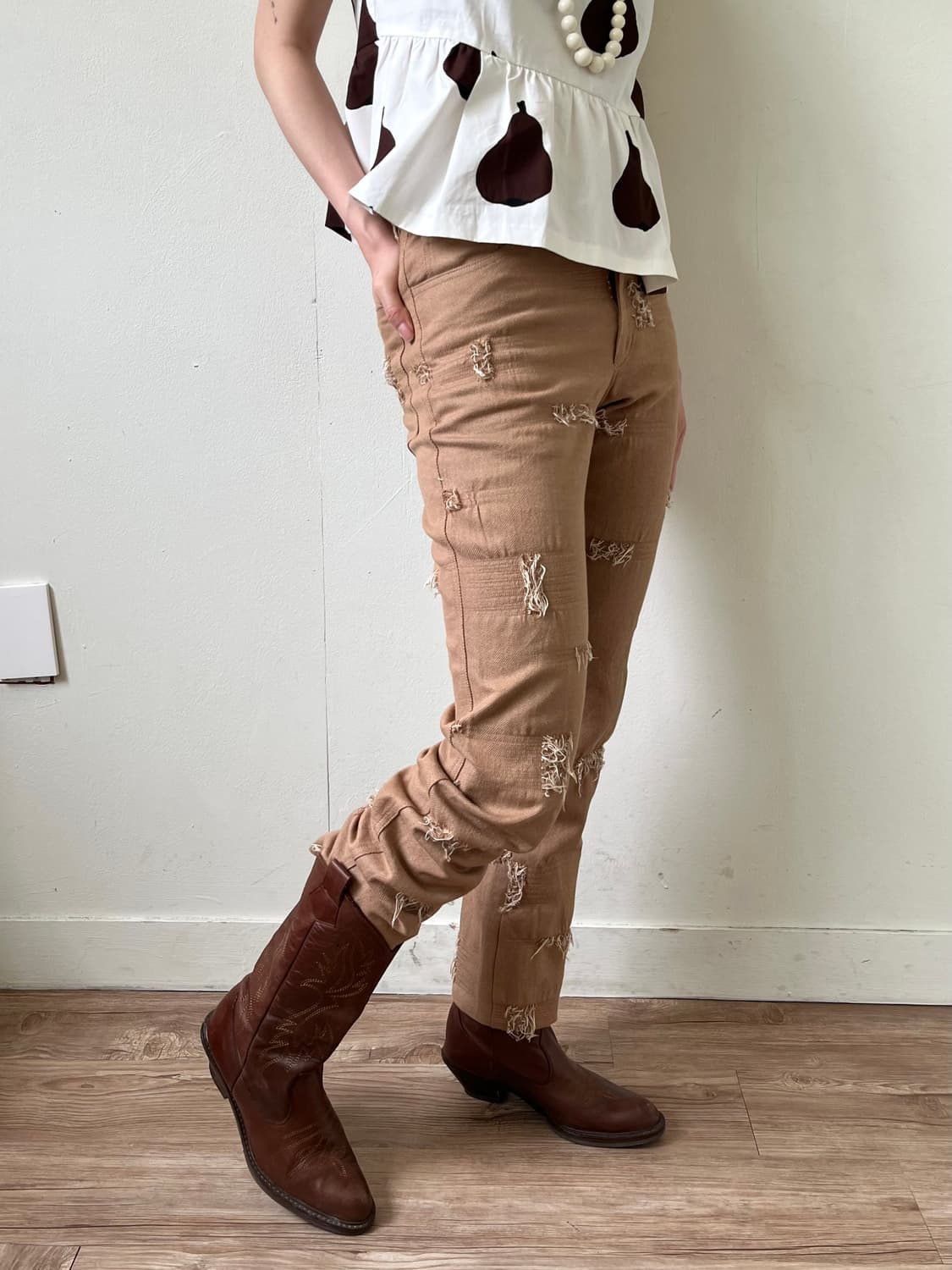 SKY-CONQUEROR 브라운 크랙 데님 팬츠 상품이미지4