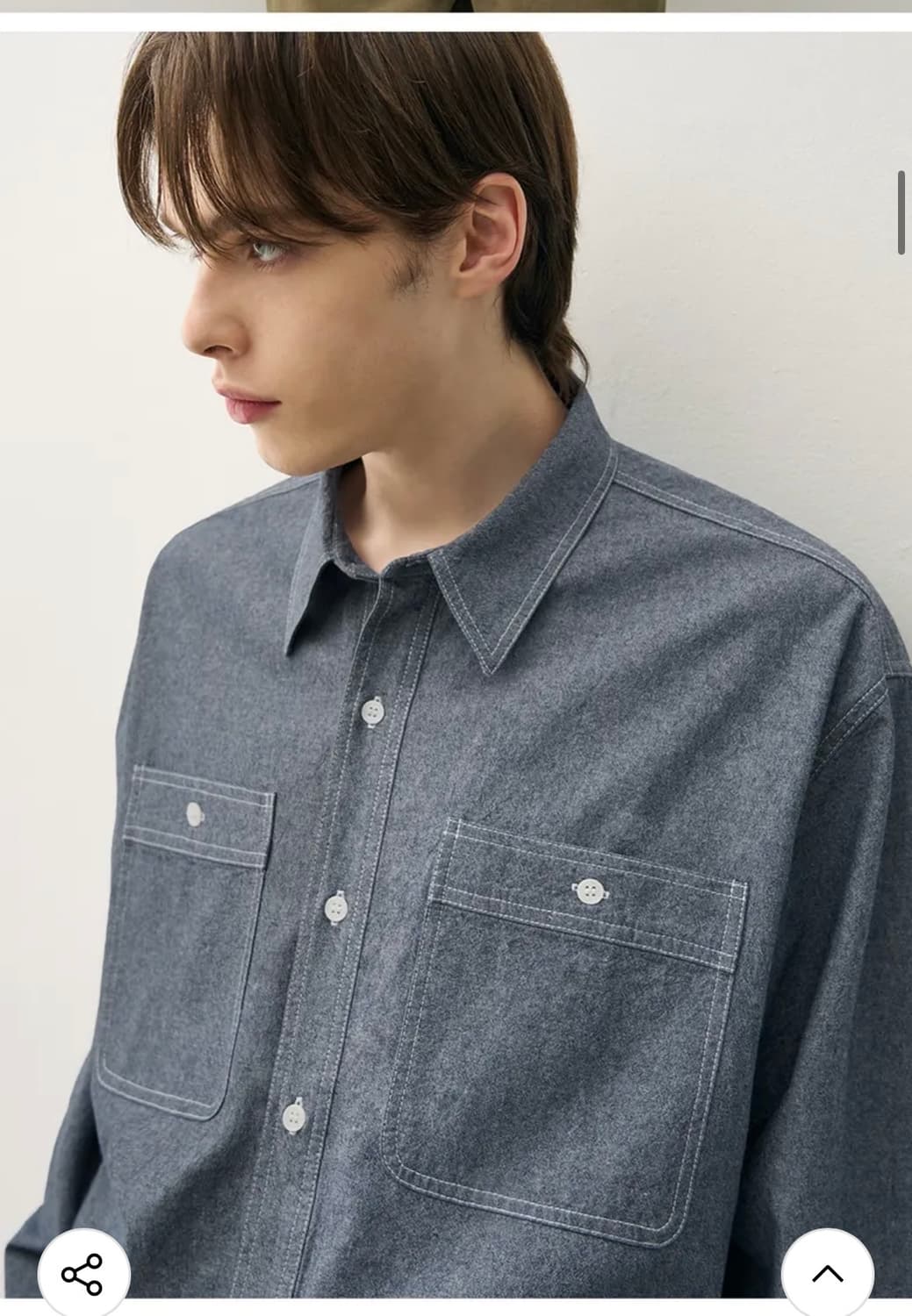 (XL) 드로우핏 워시드 코튼 샴브레이 워크 셔츠 [INDIGO] 판매 상품이미지6