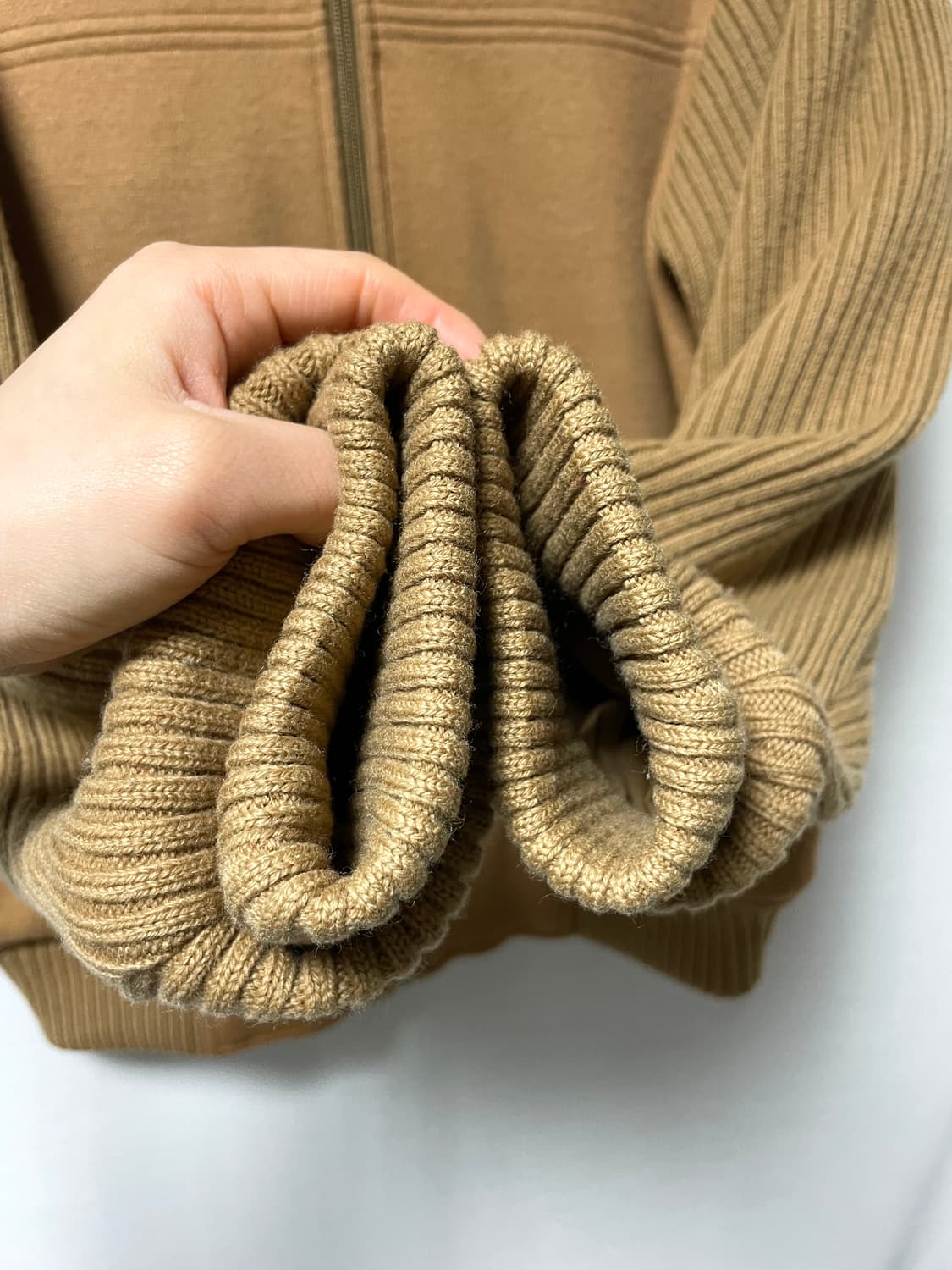 라코스테 남성 여유핏 니트 울 블루종 자켓 _ 카멜 _ 95-100 상품이미지5