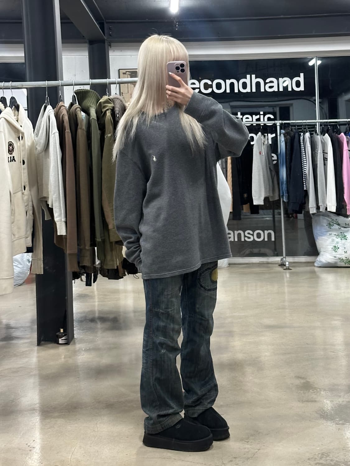 폴로 랄프로렌 그레이 화이트포니 와플 긴팔 니트 상품이미지3