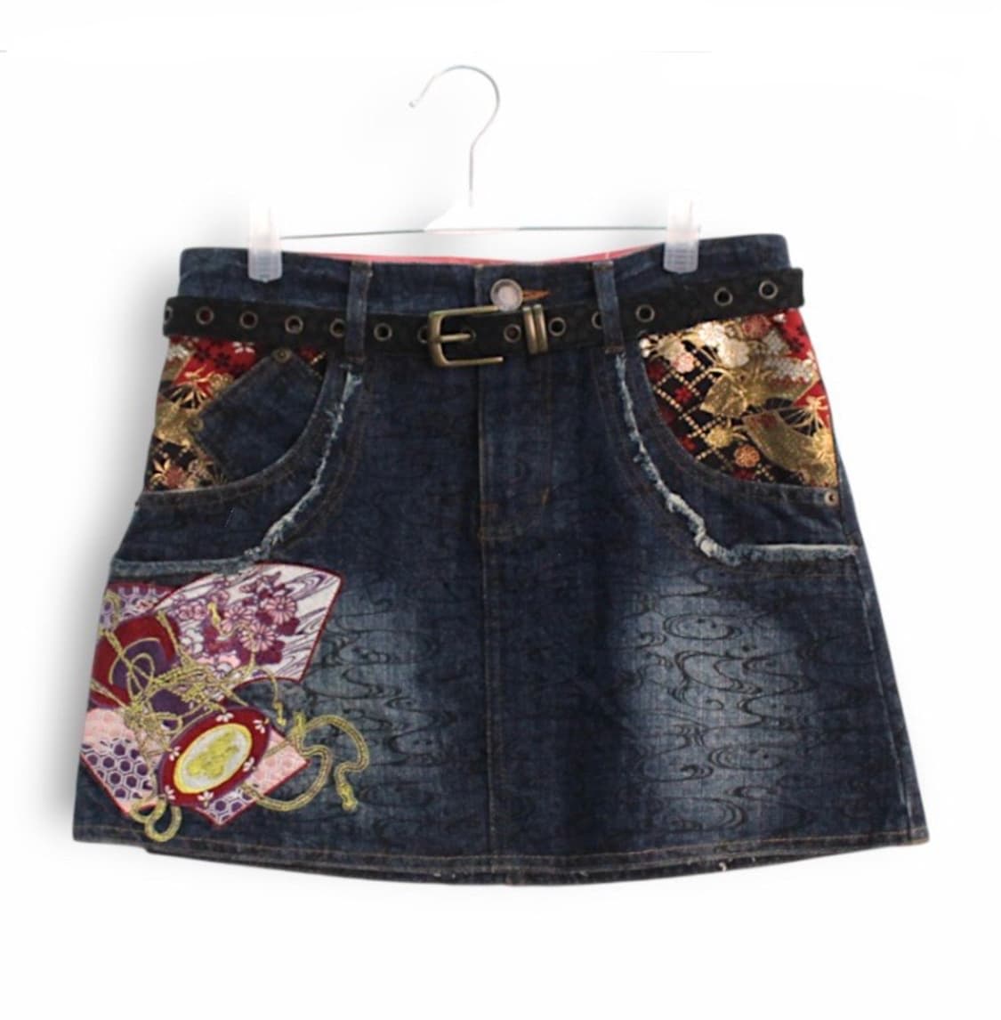 oriental vintage denim skirt༺ 상품이미지1