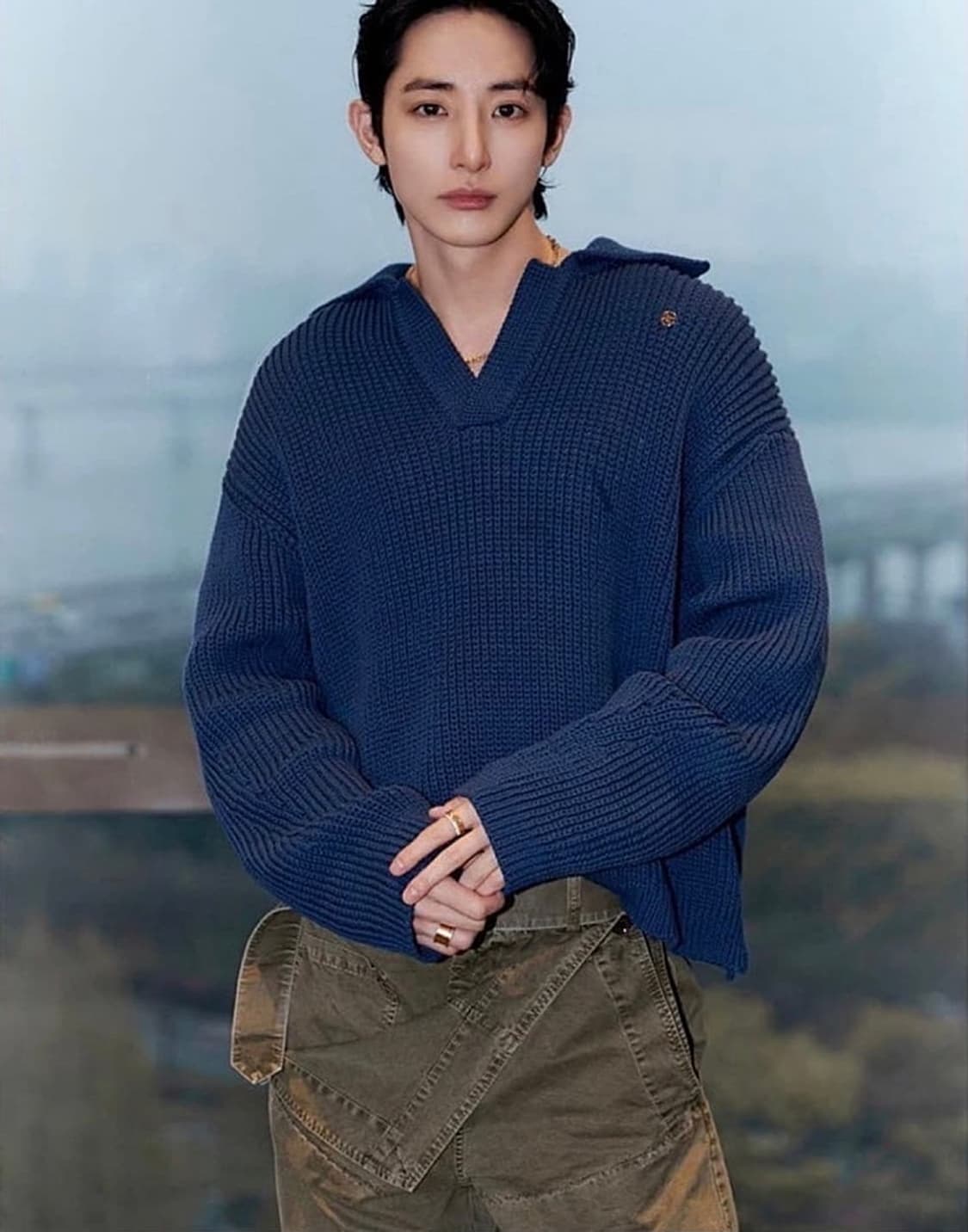 105) 렉토 오픈카라 니트 스웨터  상품이미지1