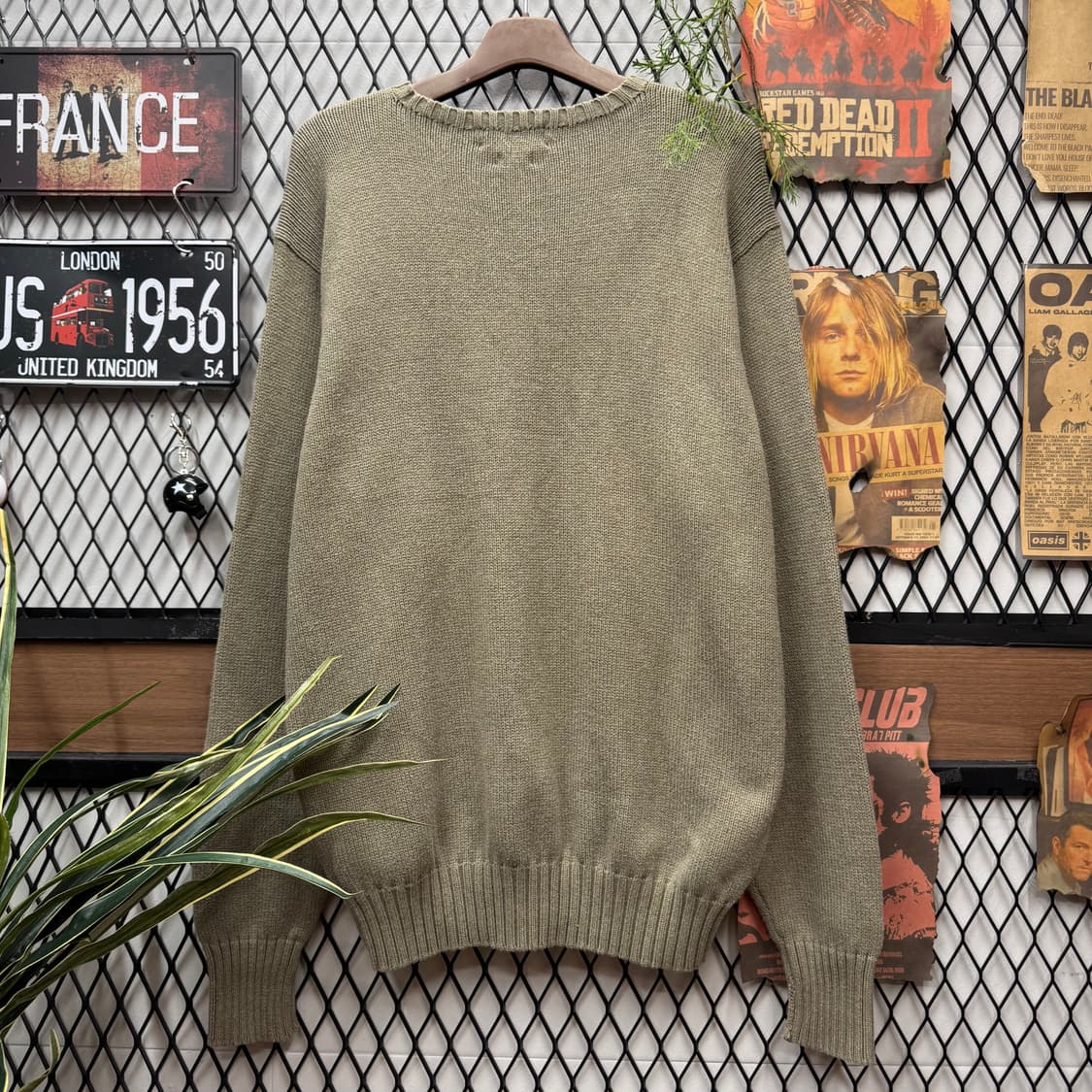 폴로 랄프로렌 니트 스웨터 버건디 포니 로고 포인트 라이트 카키 상품이미지2