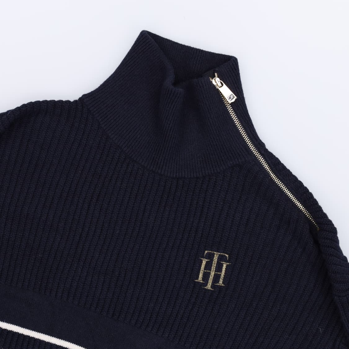 [XS] 신형 타미힐피거 여성 숄카라 터틀넥 크롭 와플 니트 3810 상품이미지3