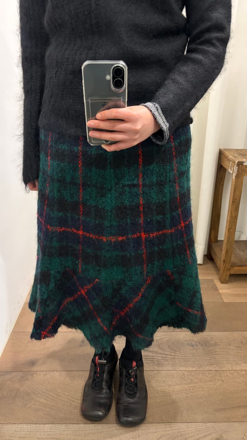 Boucle Check Flare Skirt 상품이미지3