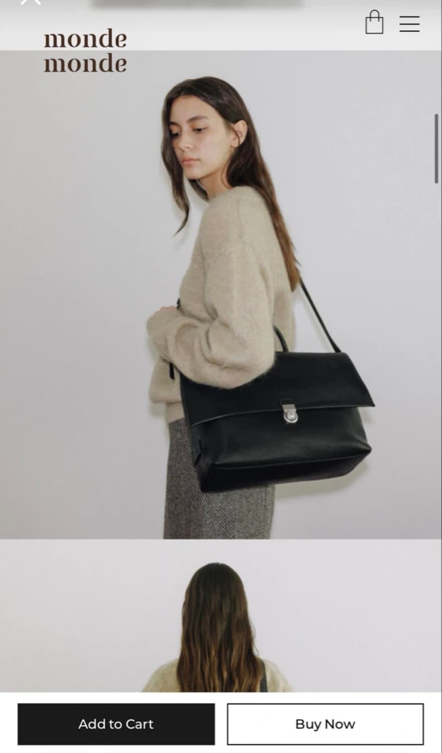 몽드몽드 소프트 메일 브리프케이스 백 블랙 상품이미지2